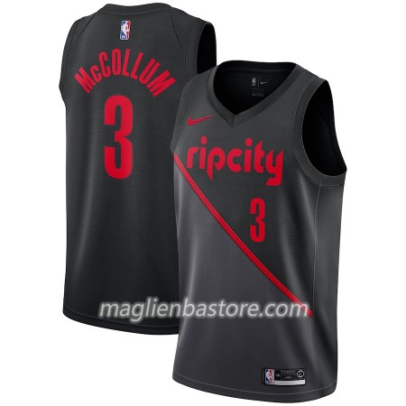Maglia NBA Portland Trail Blazers C.J. McCollum 3 2018-19 Nike City Edition Nero Swingman - Uomo